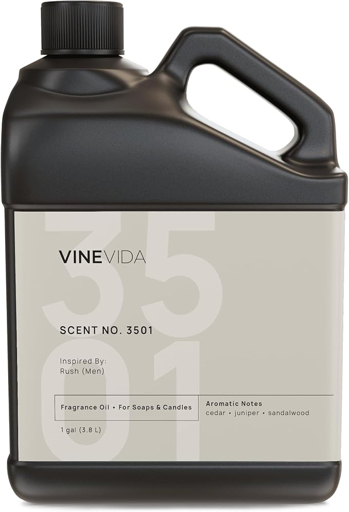 VINEVIDA Scent NO. 3501 Fragrance Oil - 1 Gallon (8lbs) - Inspired by: Rush (Men) Fragrance Oil for Candle Making - Made in USA Candle Scents Scents for Soap Making