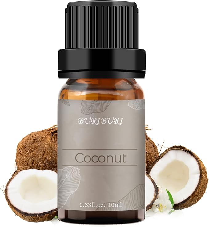 BURIBURI Coconut Essential Oil, Premium Grade Scented Oil 10ml Coconut Fragrance Oil Carrier Oil for Diffusers, Massage, Candle Making Soap Making