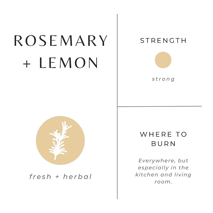 Slow North Rosemary + Lemon Candle - Essential Oils and Pure Soy Wax Candle in a Reusable Frosted Glass Jar - A Unique Scented Candle Hand-Poured in The USA (8 oz)