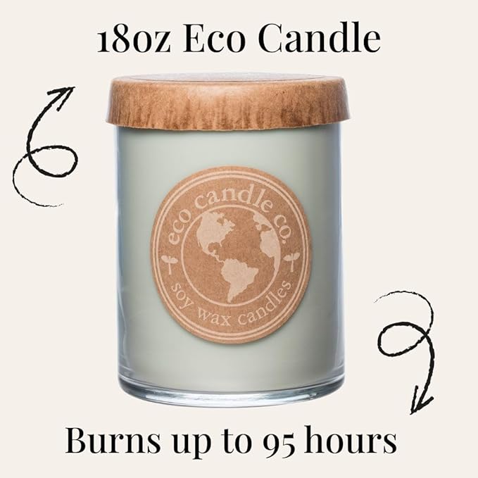 ECO CANDLE CO. Recycled Candle, Chamomile Sage, 18 oz. Double Wick - Scents of Sage & Chamomile - 100% Soy Wax, No Lead, Kraft Paper Label & Lid, Hand Poured, Phthalate Free, Midwest Grown Soybeans
