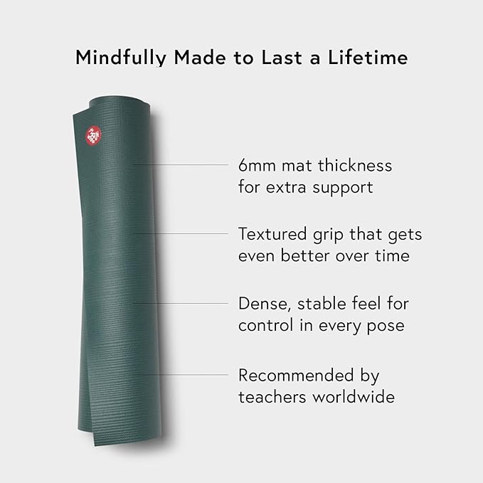 Manduka PRO Yoga Mat - 6mm | Lifetime Durability | Hygienic Construction | Premium Studio Quality | Teacher Approved