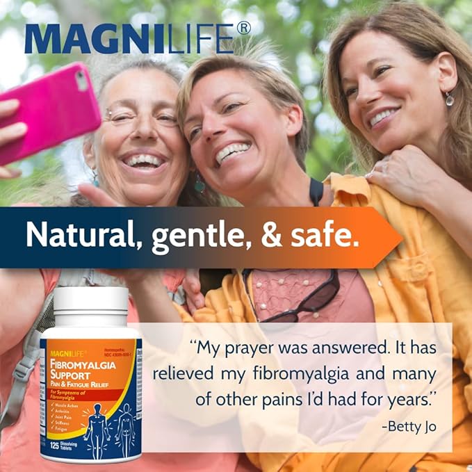 MagniLife Fibromyalgia Support, 125 Count, Homeopathic Pain Reliever for Arthritis, Muscle Aches, Weakness & Sensitivity, Targeted Pain & Stiffness Relief, Quick-Dissolving Fast-Acting Tablets