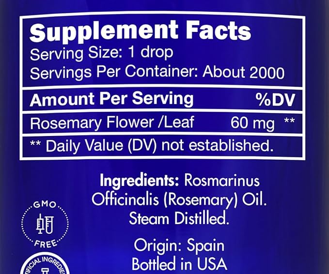 Rosemary Oil, Food Grade, for Hair, Growth – 100% Pure, Edible, Rosemary Essential Oil, by Zongle Therapeutics, 4 OZ