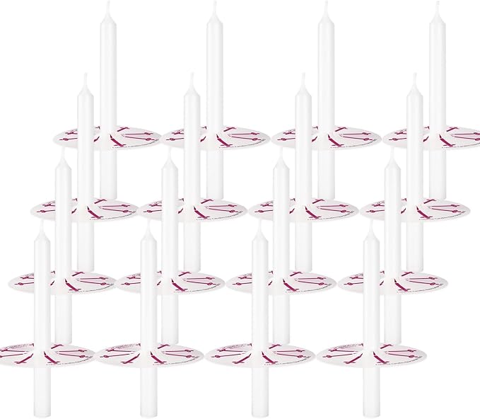 400 Pack White Taper Candles with Drip Guards & Paper Holders - 5 Inch Odorless Religious Candles for Church Prayers, Sabbath Ceremonies, & Home Decorations…