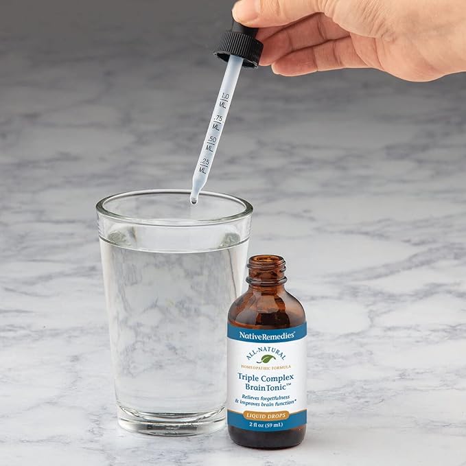 Native Remedies Triple Complex Brain Tonic - Natural Homeopathic Formula Relieves Forgetfulness, Mental Fatigue and Problems Concentrating - Supports Brain Function, Memory and Alertness - 59 mL