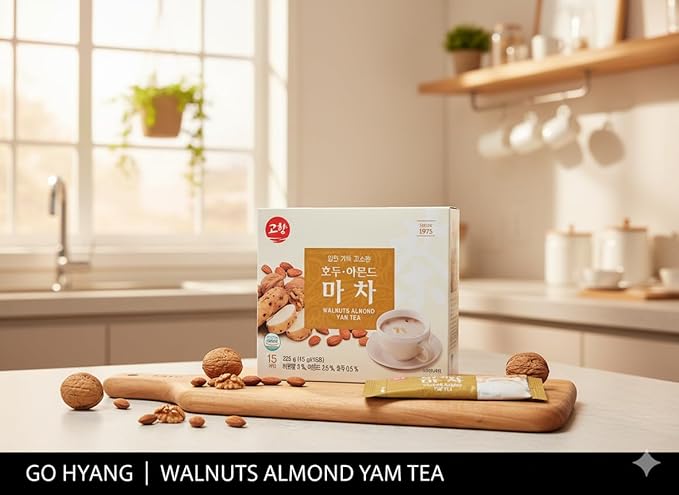 Korean Walnut Almond Grain Latte Mix 호두아몬드마차 Traditional Nut & Grain Drink Powder | Smooth & Creamy Hot Beverage | 15 Instant Stick Packs (225g) | DAHLORE