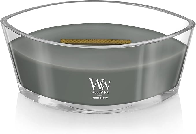 WoodWick Evening Bonfire Holiday Candle Gifts for Women and Men, 16 oz Ellipse Candle with Crackling Wick