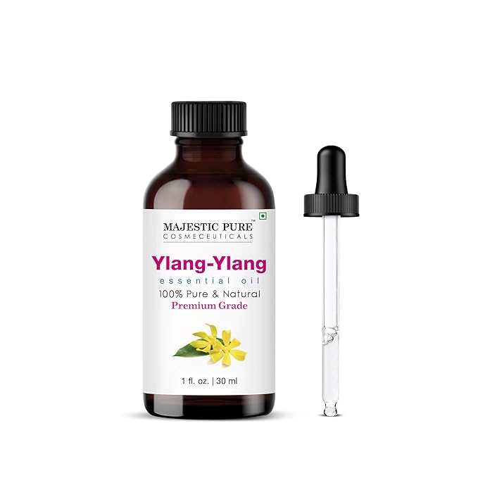 Majestic Pure Essential Oil with Glass Dropper - 100% Pure and Natural - Essential Oils for Diffuser, Aromatherapy, Soap and Candle Making, Ylang Ylang Essential Oil, Ylang Ylang Oil, 1 Fl Oz