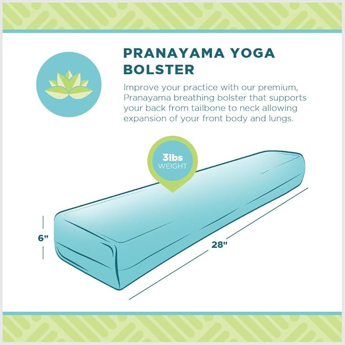 Bean Products Yoga Bolster - Made in The USA with Eco Friendly Materials - Studio Grade Pranayama Support Cushion That Elevates Your Practice & Lasts Longer - Natural Cotton, Hemp or Vinyl