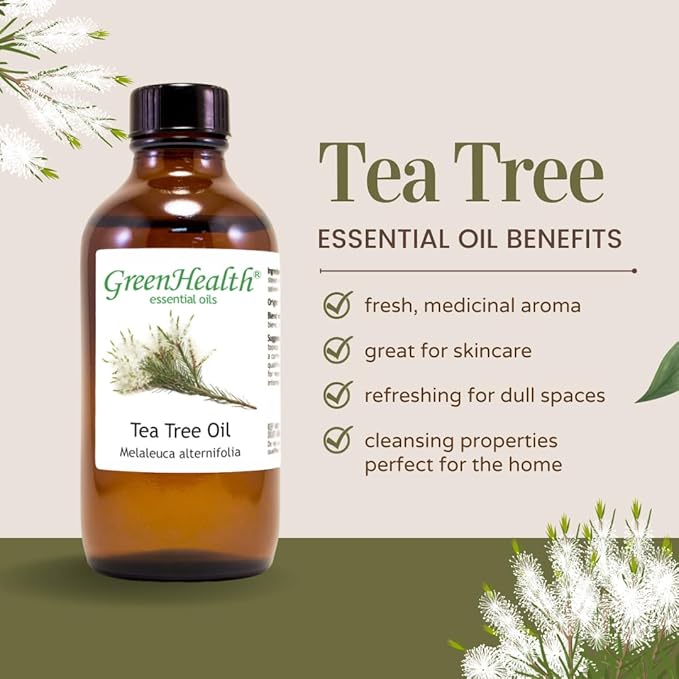 Tea Tree Essential Oil – 4 fl oz – 100% Pure & Undiluted – Natural Aromatherapy & DIY Use – GreenHealth