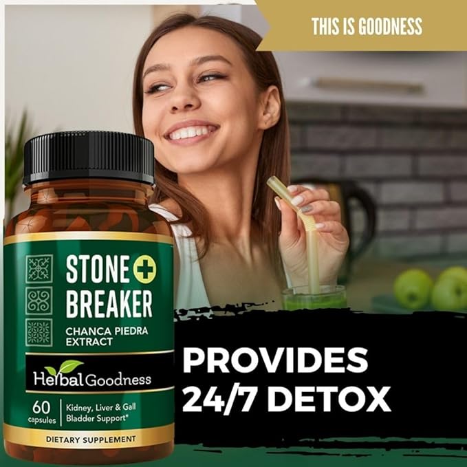 Herbal Goodness Chanca Piedra Capsules 60ct - Chanca Piedra Stone Breaker for Kidney and Gallbladder Health Support - Supports Kidney Function and Gallbladder Wellness - 1 Bottle