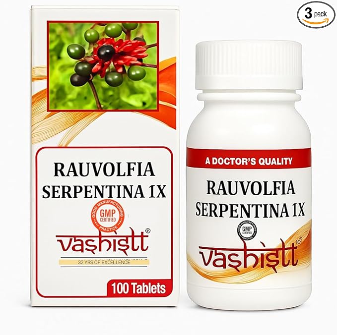 Rauwolfia Serpentina 1X Homeopathy Pure Mother Tincture Tablets, Pack of 3 (300 Tabs)