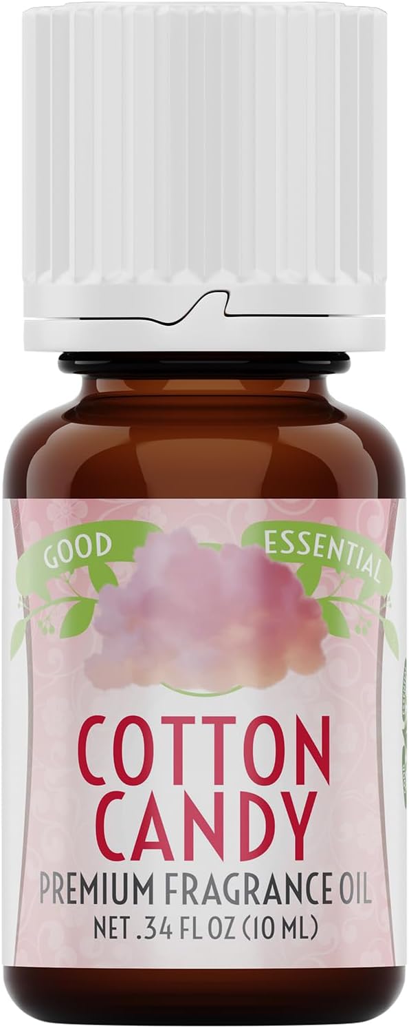 Good Essential Professional Cotton Candy Fragrance Oil 0.33 fl oz (10ml) for Halloween, Diffusers, Candles, Soaps, Lotions, Perfume, Fragrance Oil for Candle & Lotion Making