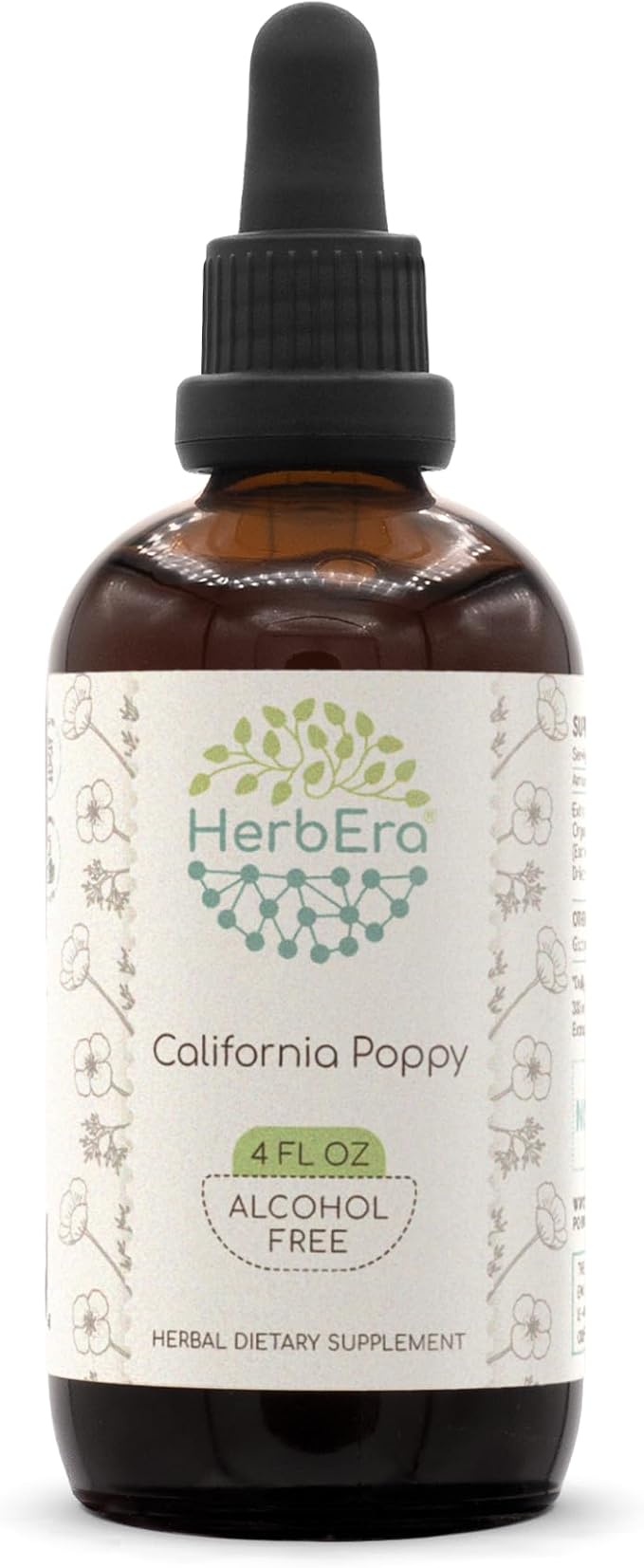 California Poppy B120 Alcohol-Free Herbal Extract Tincture, Concentrated Liquid Drops Natural California Poppy (Eschscholzia Californica) Dried Herb and Flower (4 fl oz)