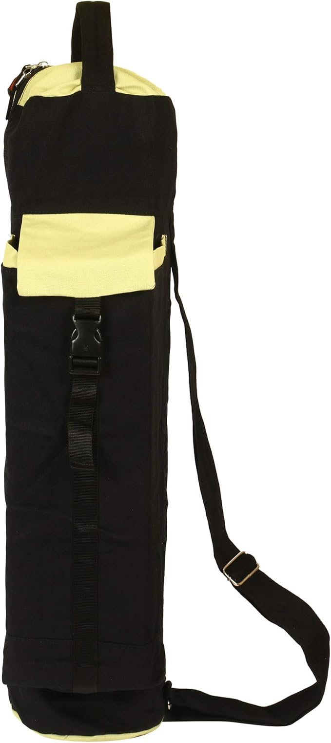 KNK Yoga Mat Bag Cotton Canvas Cover – Extra Large Yoga Tote with Adjustable Strap, Multi-Functional Pockets for Water Bottle, Towel, Blocks & Wallet – Durable Thick Canvas Mat Holder