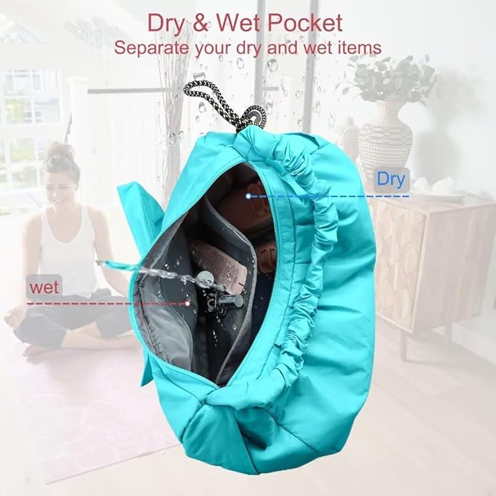 WOLT Gym Bag For Women, Yoga Mat Bag with Shoes Compartment, Wet Pocket and Water Bottle Pocket
