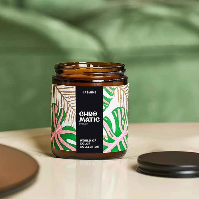 Jasmine Scented Candle for Women, 9oz Candle for Home Scented with Jasmine, 9 oz Coconut Soy Wax Candle with 50 Hour Burn Time, Hand Painted Labels.