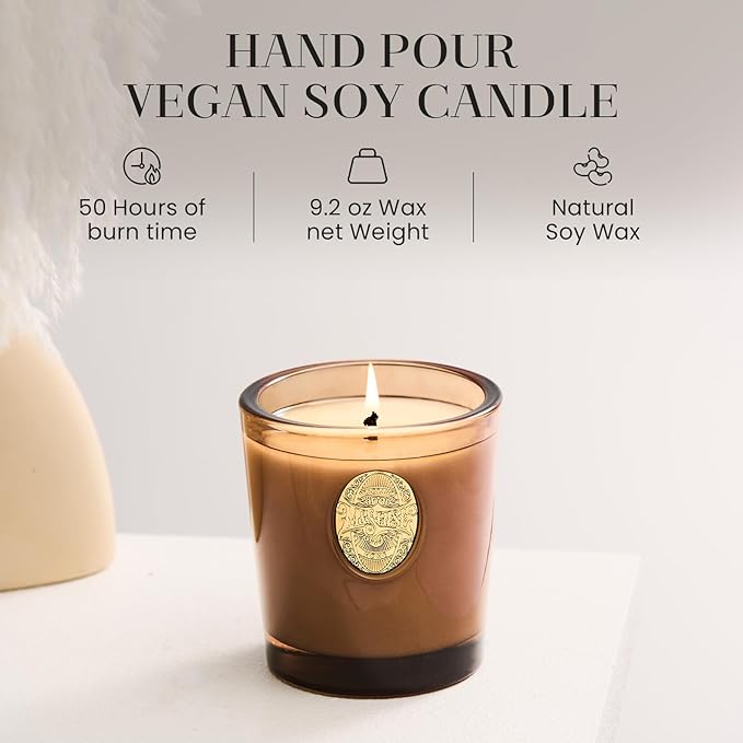 M&SENSE Natural Soy Candle | Hot Cocoa & Brown | 9.2 oz, 50H Burn Time | Luxury Scented Candle for Relaxation, Gifting, Home Décor | Ideal for Bedroom, Office, Party Ambiance