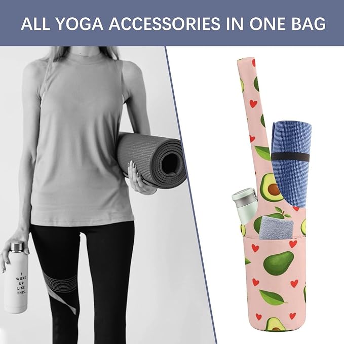 Aiyoolee Yoga Mat Bags, Large Tote Yoga Mat Carrier Holder with Water Bottle Pocket, Adjustable Shoulder Strap Storage Bag
