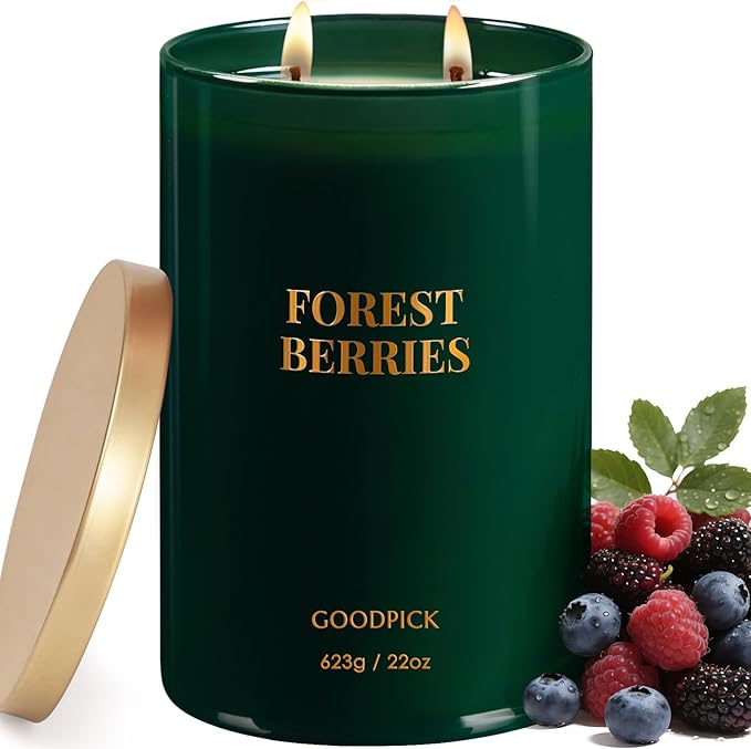 Goodpick Forest Berries Candles, Scented Candles for Home, 22oz Soy Wax, Long Burning 120hrs, Juicy Fruity Living Room Gift