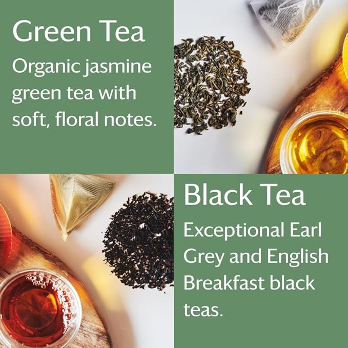 Grace Farms Tea Variety 108 Count Envelopes | Black, Green, and Herbal Individually Wrapped Tea Bags (6 flavors × 18 each) | Fair Trade, USDA Organic, Kosher Tea Variety Pack