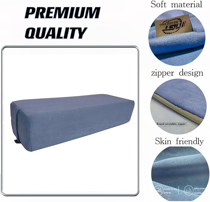 NGT new guide steps Yoga Bolster Pillow for Meditation and Support - Rectangular Yoga Cushion Foam Wedges Washable Suede Pillowcase for Men and Women with Carry Handles.…