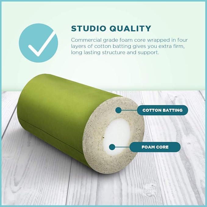Bean Products Yoga Bolster - Made In The USA With Eco Friendly Materials - Round or Rectangular Support Cushions That Elevate Your Practice - Natural Cotton