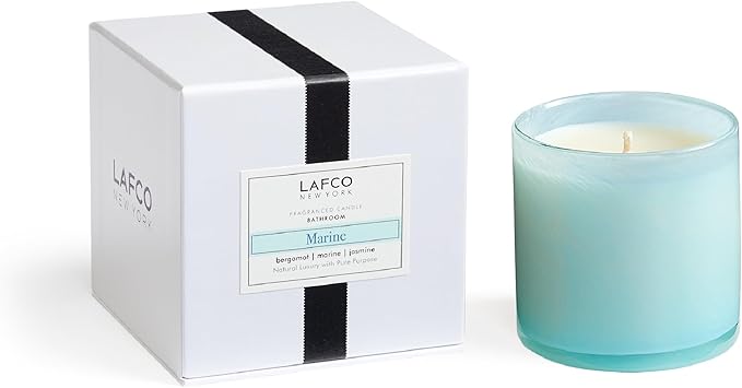 LAFCO New York Classic Candle, Marine - 6.5 oz - 50-Hour Burn Time - Reusable, Hand Blown Glass Vessel - Made in The USA