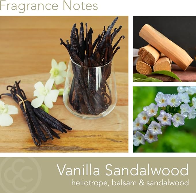 Carolina Vanilla Sandalwood Scented Candle, 16 oz Wellness Relaxing Aromatherapy Candle, 2 Wick White Jar Soy Blend Wax, Candles for Home, 60H Burn - Made in The USA