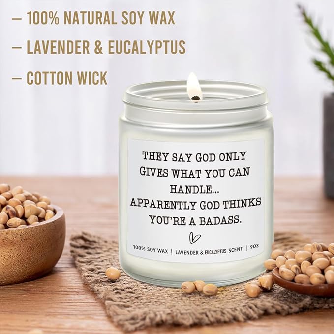 Get Well Candle Gifts for Women, They Say God Only Gives What You Can Handle Candle, Funny Cancer After Surgery Gifts Humor Encouragement Gift Feel Better for Sick Friends, Condolences Gift for Loss