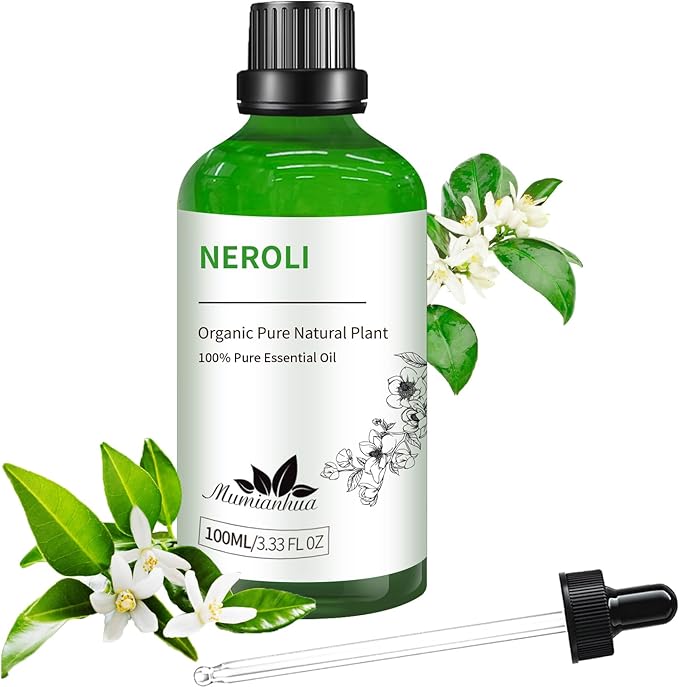 Neroli Essential Oil, Pure Neroli Oil Mumianhua Natural Orange Blossom Oil for Diffuser, Room Spray, Perfume & Women's Cologne | Citrus Floral for Aromatherapy, Candle & Soap Making 3.38 Fl Oz