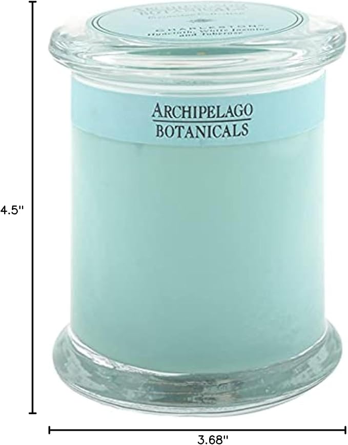 Archipelago Botanicals Charleston Glass Jar Candle, Jasmine, Tuberose and Hyacinth Scent, Lead-Free Candle Wicks, Burns Approx. 60 Hours (8.6 oz)