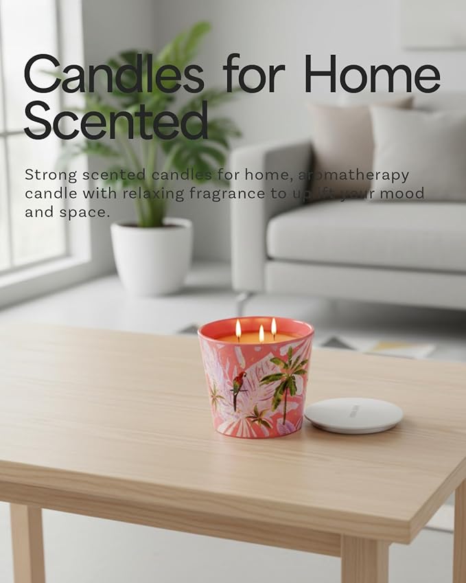 Sangria Sunshine Scented Candle, 30oz Natural Soy Wax Non Toxic, Large 3-Wick Luxury Aromatherapy Candle for Home | 100+ Hour Slow-Burn for Home Decor, Stress Relief, SPA