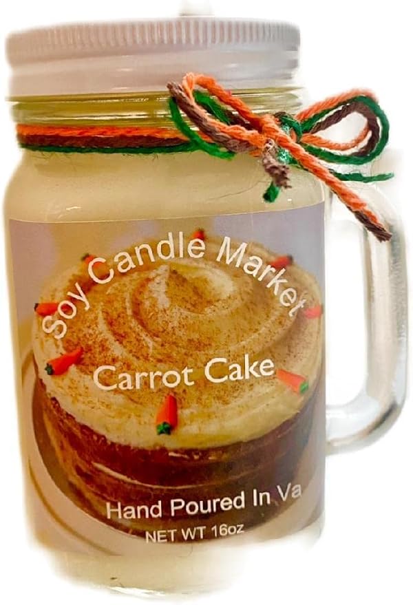Soy Scented Candles | Handmade & Highly Aromatic Candles Burns Upto 85 Hours in Glass Jar - Perfect for Home Decor, Wedding, Birthday, Dinner (Carrot Cake, 16 oz)