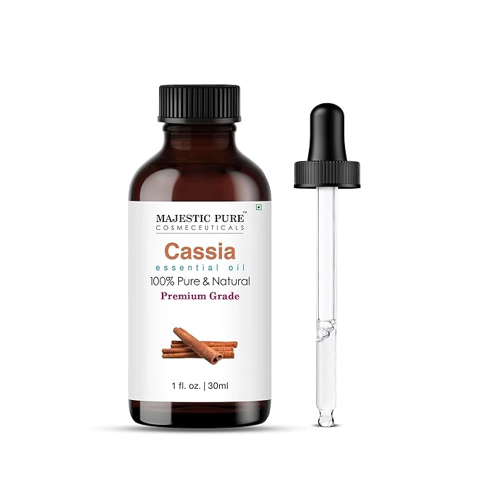 Majestic Pure Essential Oil with Glass Dropper - 100% Pure and Natural - Essential Oils for Diffuser, Aromatherapy, Soap and Candle Making, Cassia Essential Oil, Cassia Oil, 1 Fl Oz