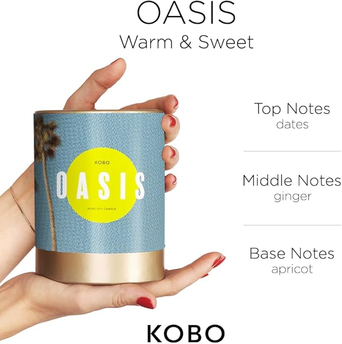 KOBO Oasis Scented Candle for Home (11 oz) – 100% Pure Soy Candle – 80-Hour Long-Lasting, Clean Burn Time – All Natural, Vegan, Non-GMO