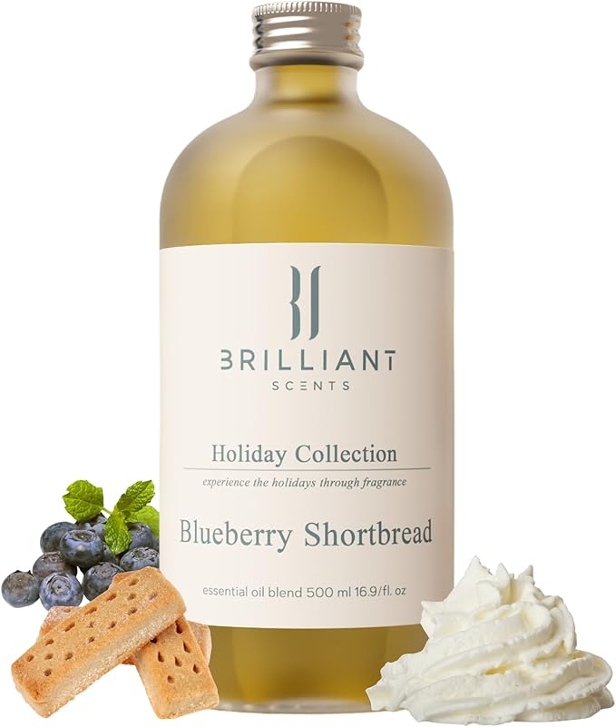 Brilliant Scents Blueberry Shortbread Fragrance Oil 50ml - Premium Diffuser Oil for Home, Office, Hotels - Long Lasting, Plant-Based, Meets IFRA Standards, USA-Made - Blueberries, Whipped Cream Scent