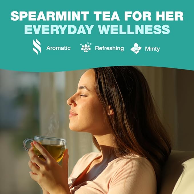 HANDPICK, Spearmint Tea Bags (100 Herbal Tea Bags) |Refreshing Mint Tea | Non-GMO | Round Eco-Conscious Teabags