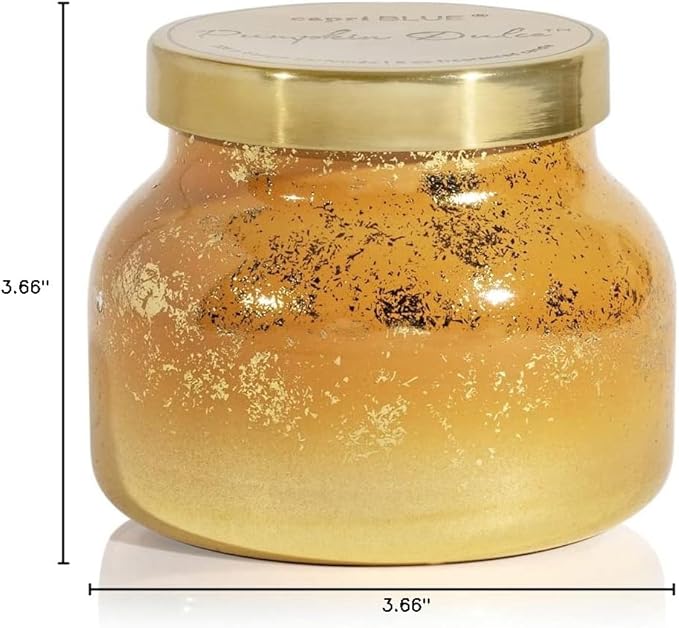 Capri Blue Glimmer Jar Candles - Luxury Holiday Scented Candles for Home - Long Lasting Soy Wax Blend - Scented Holiday & Home Decor - Pumpkin Dulce Petite Signature Jar (8 oz)