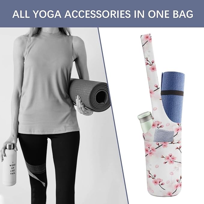 Meaudiwes Large Yoga Mat Bag Fit Most Size for Ladies Yoga Mats Carrier Bags Multi-Functional Exercise Mat Holder Storage Bag
