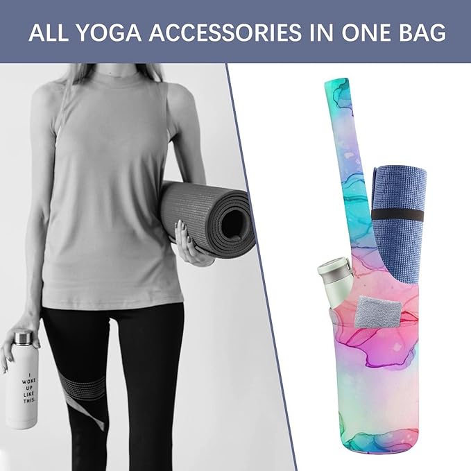 Meaudiwes Large Size Yoga Mat Bag with Long Strap, Yoga Mats Carrier Storage Bag, Exercise Mat Holder Accessories