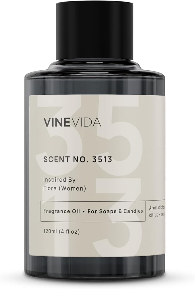 VINEVIDA Scent NO. 3513 Fragrance Oil - 120mL (4oz) - Inspired by: Flora (Women) Fragrance Oil for Candle Making - Made in USA Candle Scents Scents for Soap Making