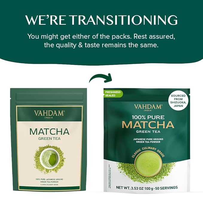 VAHDAM, Japanese Matcha Tea Powder (50 Cups,3.53oz) Sourced from Japan | Authentic Japanese Matcha Green Tea Powder | Classic Culinary Matcha From Japan
