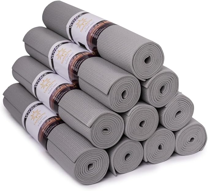 Sunshine Yoga Voyage Yoga Mat, 10 Pack, 72" x 24" Professional Studio and Gym Bulk Yoga Mats, 5mm Thick, Durable, Anti-Tear, Non Slip Fitness and Exercise Mats