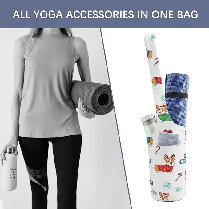 Aiyoolee Spacious Yoga Mat Storage Bag Single Shoulder Portable Carrier with Pocket for Gym Yoga Fitness