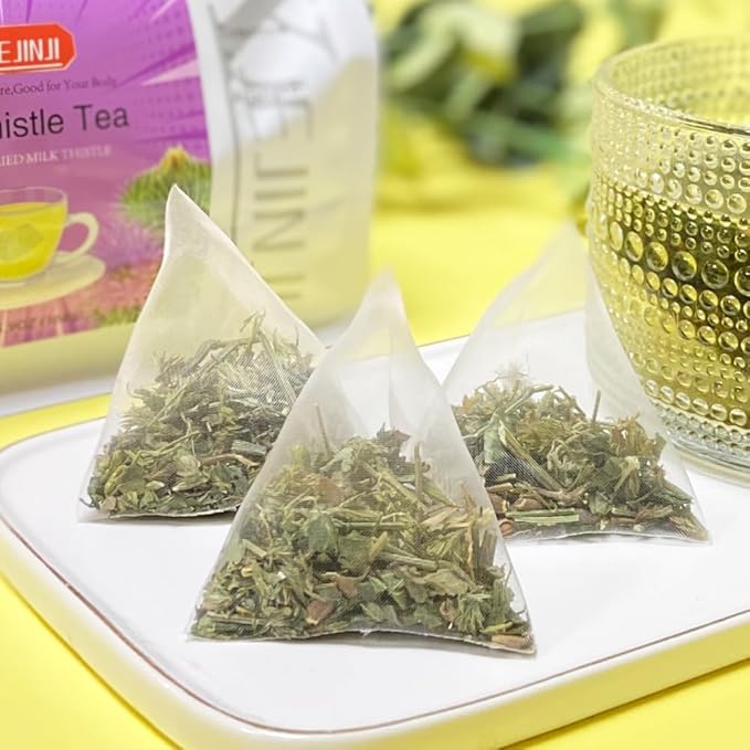 XIEJINJI Milk Thistle Tea Bags, 4.2g x 40 Count (5.9 oz), 100% Natural - No Flavoring & No Additives - Caffeine Free, Eco-Conscious Tea Bags, Resealable Bag