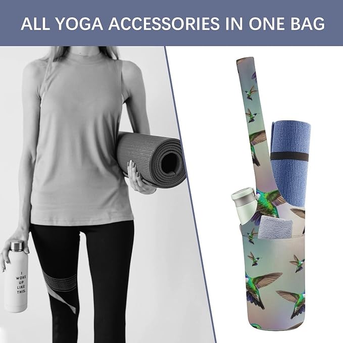 Aiyoolee Spacious Yoga Mat Storage Bag Single Shoulder Portable Carrier with Pocket for Gym Yoga Fitness