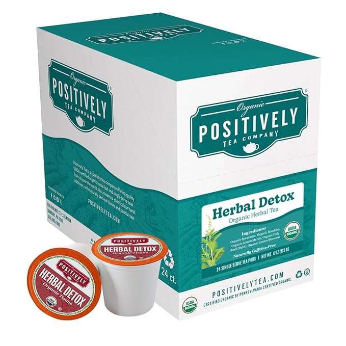Organic Positively Tea Company, Herbal Detox Tea, K-Cup Compatible, 24 Pods