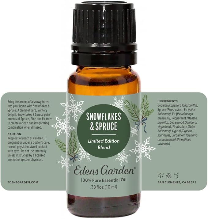 Edens Garden Snowflakes & Spruce Essential Oil Blend- 100% Pure Premium Grade, Undiluted, Natural, Therapeutic, Aromatherapy, The Best for Diffusing, Candle, Laundry, Humidifiers 10 ml (.33 fl oz)