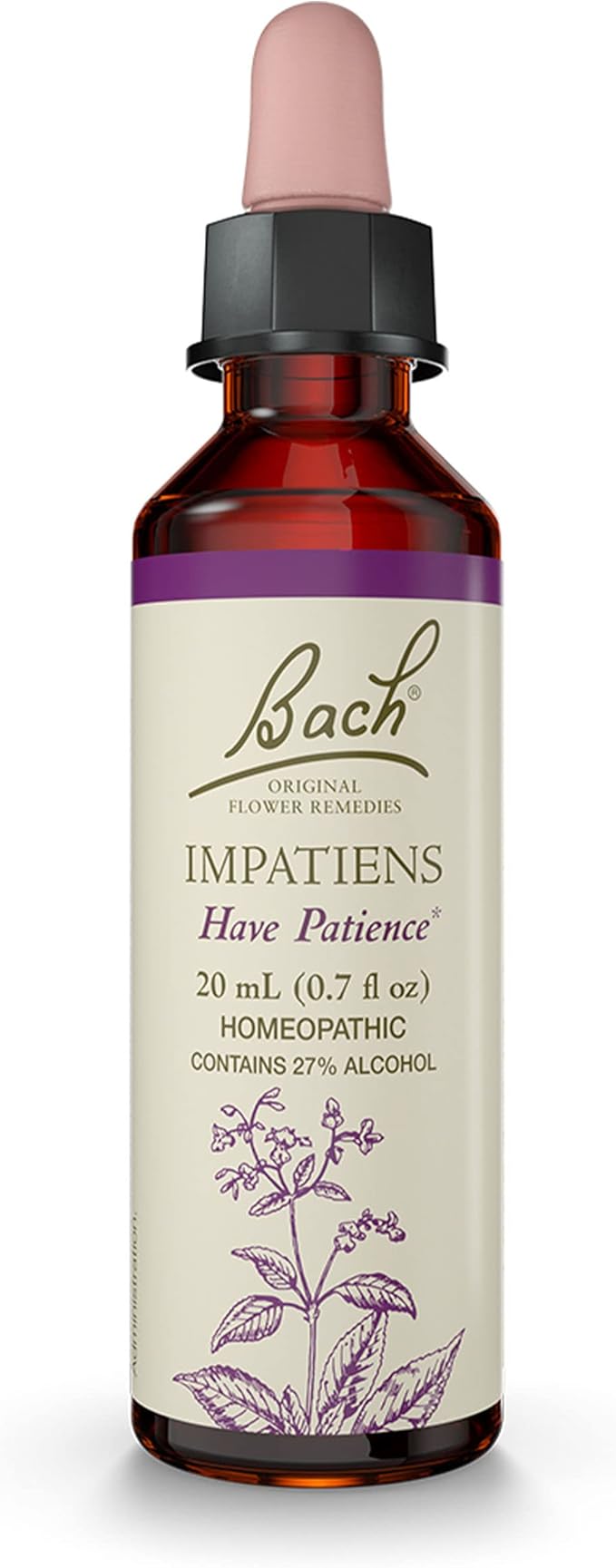 Bach Original Flower Remedies, Impatiens - Have Patience - Natural Homeopathic Flower Essence for Emotional Balance - Vegan, Gluten Free, Sugar Free - 20mL Dropper